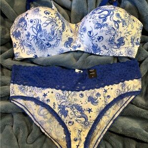 Torrid Bra and Underwear Set Nautical Theme